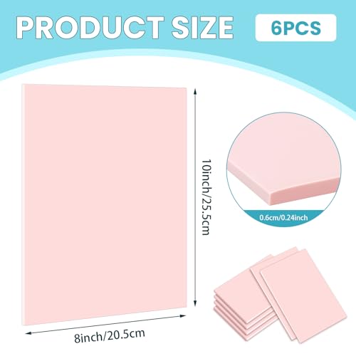 6 Pack 8"x10" Large Rubber Carving Blocks for Stamp Making, Printmaking & Block Printing, Soft Pink Carving Sheets for DIY Crafts, Art Projects, Craft Supplies for Beginners & Artists Professionals - style: 8"x10"