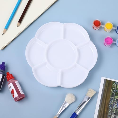 2pcs Paint Tray Palette Plastic 7-Well Watercolor Palette Flower White Painting Tray for Watercolor Create DIY Craft Professional Art Painting Acrylic Painting Gouache