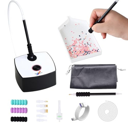 Zellina Diamond Art PensTools, Electric Diamond Painting Pen No Wax Needed with Storage Tray, Accessories Tool for Setting AB Stones Without Wax, Quiet and Long-Lasting (Black) - color: Black