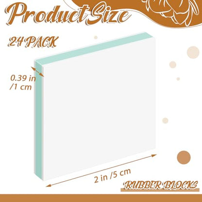 Frienda 24 Pcs 2" X 2" Rubber Carving Blocks Linoleum Blocks for Printmaking, Stamp Making, DIY Crafting, Scrapbook, Painting, Soft and Easy to Carve (White Green) | Easy to Carve, for Printmaking, Stamp Making, DIY Crafting, Scrapbook, Painting, Soft Lin
