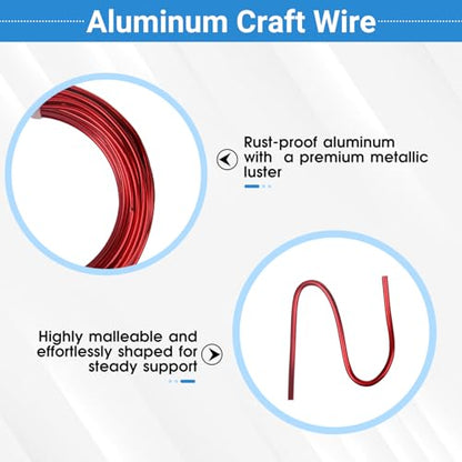 2 Rolls Aluminum Craft Wire, 9 Gauge (3mm) Flexible Metal Wire for Jewelry Making, 65.6 Ft (32.8 Ft/Roll) Bendable Armature Wire for Bonsai, Sculpting and DIY Crafts [Red] - size: 9Gauge 32.8Ft Each, style: Red