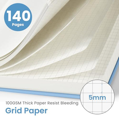 Taja Graph Spiral Journal Notebook for Women & Men, 140 Pages, Graph Paper Hardcover Notebook for Planning & Tracking, Journals for Graphing, A5(5.7" x 7.9") – Blue - color: D.Blue, style: c-Graph