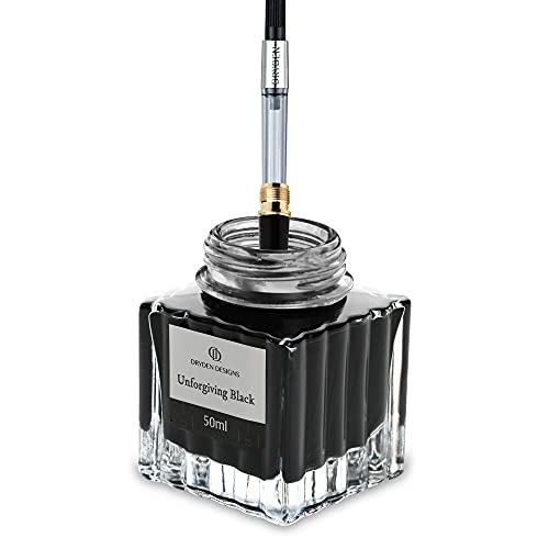 Ink Bottle for Fountain Pen - Luxury Edition Smooth Flow | Compact Designed 50ml Unforgiving Black - color: Black [Unforgiving Black] Ink Bottle