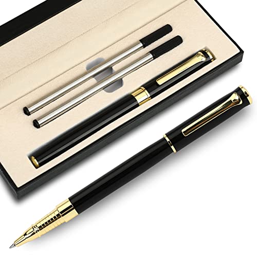 YIVONKA Luxury Ballpoint Pen Black Refill Line width 0.5mm,Best Office Pen Gift for Men & Women Professional Executive,Nice BallPens Classy Gift Box (Black) - color: Black