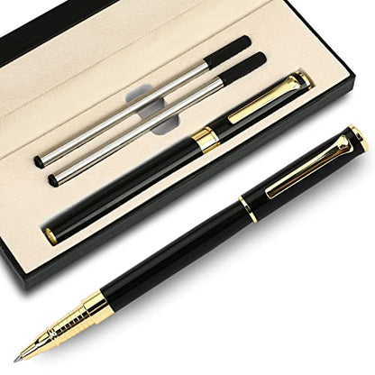 YIVONKA Luxury Ballpoint Pen Black Refill Line width 0.5mm,Best Office Pen Gift for Men & Women Professional Executive,Nice BallPens Classy Gift Box (Black) - color: Black