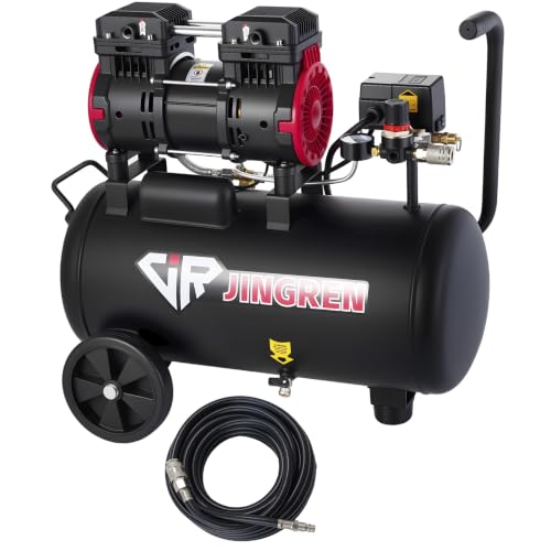 8 Gallon Quiet Oil Free Air Compressor With Air hose, Only 68dB, 2HP | Oilless Quiet Air Compressor, 4.2CFM, Max 120 PSI, 8 Gallon Air Tank for Car Repair, Spray Painting, Nailing With Air Hose