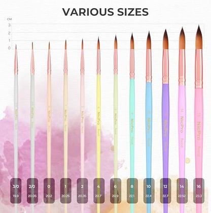 Nicpro 12pcs Round Watercolor Brushes, Aesthetic Pastel Paint Brush Set - color: Pastel, size: 12 PCS