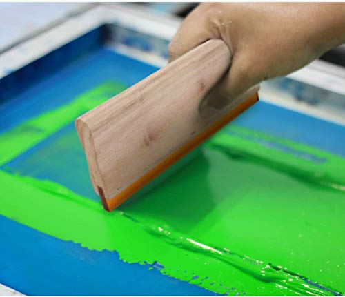 INTBUYING Screen Printing Squeegee Ink Squeegee Wooden Oiliness Scraper 75 Durometer 18inches Long 4 inches Wide with Rubber Blade and Wooden Handle - size: 18 inches long
