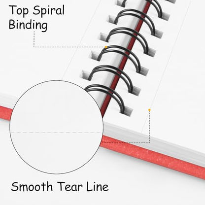 8.3x5.8 Sketch Book,Art Sketchbook for Drawing Pad,Mixed Media Sketchbook - color: TopSpiral-BrightWhite-Red