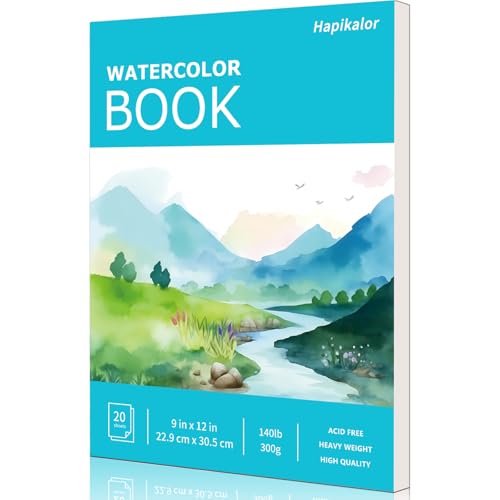 Hapikalor Watercolor Paper Pad, 9"x12" Water Color Paper, 140lb/300gsm Teal - color: Teal, size: 9" x 12" Pad