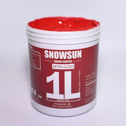SNOWSUN Heavy Body Acrylic Paint, 1L (40oz) Bulk Cadmium Red - Non Toxic Artist Grade Thick Paint for Canvas, Wood, Ceramic & Crafts - color: red