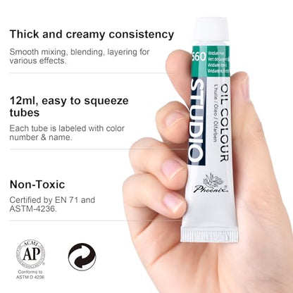 PHOENIX Oil Paint Set - 36x12ml/0.4 Fl Oz Tubes, Non-toxic Oil Based Paints for Canvas Craft Painting, Oil Painting Supplies for Artists, Adults, Beginners - color: 36 Colors x 0.4 fl oz