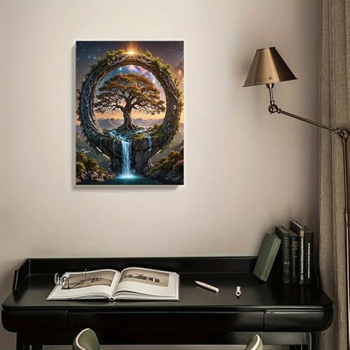 Clendo Tree of Life Paint by Numbers for Adults - DIY Paint by Number Acrylic Canvas Painting Art Kits for Home Decor 16x20 Inch (Without Frame) - color: MT22681
