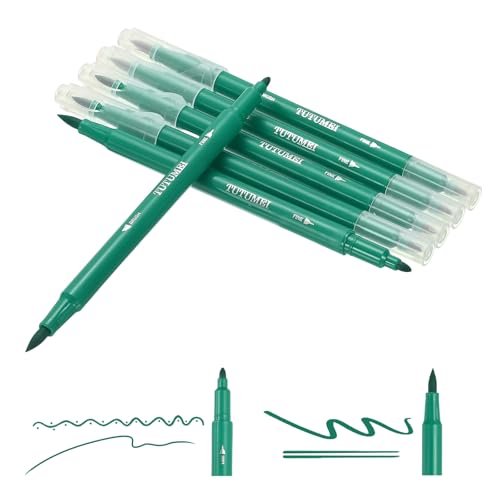PATIKIL Dual Brush Markers, Lake Blue Fine and Brush Tip Pen Artist Colored Marker Set Supplies for Adult Coloring Books Lettering Journaling Calligraphy Drawing Doodling, 6 Pcs - color: Lake Blue