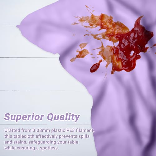 QZYL 12 PCS Lavender Plastic Tablecloths, 54 in x 108 in Dinner Table Cloths, Rectangle Table Cover for Birthday Party Family Gathering Wedding - color: Lavender, size: 12pcs 54x108 in
