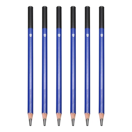 PATIKIL 4B Drawing Pencils, 6PCS Sketch Pencils for Drawing, Art, Painting, Classroom, Office, Home; Black, 4B Hardness, Broad Point, Ergonomic Grip, Wood, Graphite Material - size: 1 Count (Pack of 1), style: 4B
