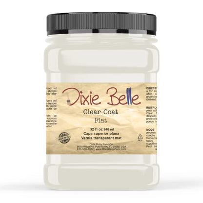 Dixie Belle Paint Company - Clear Coat Flat (32oz) - Polyacrylic Topcoat | Soft Matte Finish Polyacrylic Topcoat - Chalk-Friendly Furniture Paint Finish - color: Flat, size: 32 Fl Oz (Pack of 1)