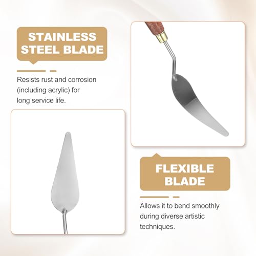 HARFINGTON Palette Knife Painting Tool 3.23" x 1.14" Stainless Steel Teardrop Blade 9.45" Length Spatula Painting Pallet Knives with Hole Beech Wood Handle for Oil Acrylic Canvas, Red/Silver - size: 9.45" x 1.14" x 3.23"