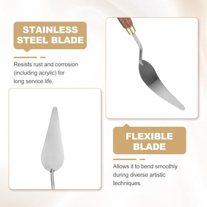 HARFINGTON Palette Knife Painting Tool 3.23" x 1.14" Stainless Steel Teardrop Blade 9.45" Length Spatula Painting Pallet Knives with Hole Beech Wood Handle for Oil Acrylic Canvas, Red/Silver - size: 9.45" x 1.14" x 3.23"