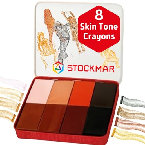 Stockmar Beewax Crayons Set of 8 Blocks, Colors of the World - Skin Tone Crayons, Waldorf Art Supplies, in tin case