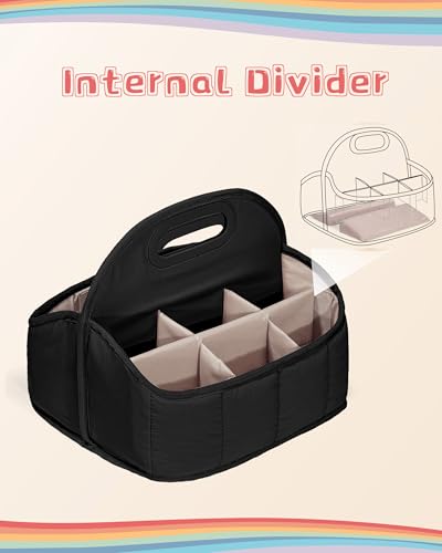 Rexmica Large Marker Caddy Organizer Case Bag for 210-400 Markers, Black | 12 Zones, Full-opening, Removable Base, Top handle, Multipurpose Marker Storage Bag for Adults, for Cosmetic/Sewing/Art Craft - color: Black