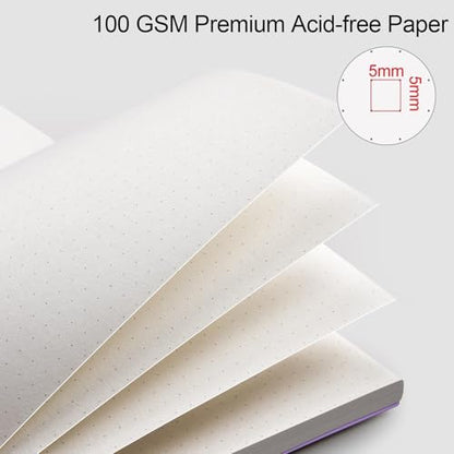 AHGXG Dotted Journal, Grid Spiral Notebook, 160 Pages, A5 (5.7" x 8.3") | 100 GSM Thick Dot Paper, Waterproof Plastic Cover Journals for Journaling, Sketching (Purple) - color: Purple, style: A5-Dotted
