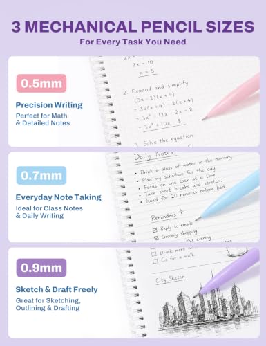 SUNEE Pencil Case with Supplies, 35PCS Aesthetic Stationery Set with Pastel Highlighters, Black Gel Pens, Mechanical Pencils & Refills, College School Supplies for Students Girls, Purple - color: Purple, style: 35 Pack