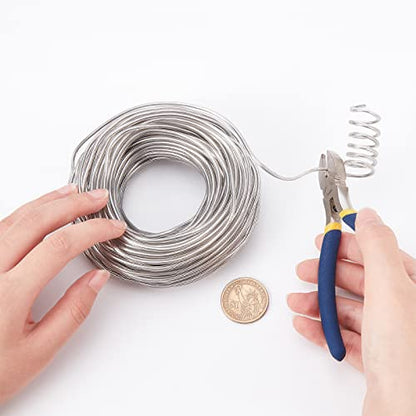 BENECREAT 10 Gauge Plastic Covered Aluminum Wire with 20 Caps, 82FT Silver DIY Jewelry Making Wire for Hair Bows, Shaping Brim Hat and Other Crafts Project - size: 10 Gauge