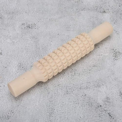 Clay Roller Wooden Solid Clay Rolling Pin Pottery Modeling Tools Dough Roller Baking Pastry Cake Pizza Roller (Lattice Type)