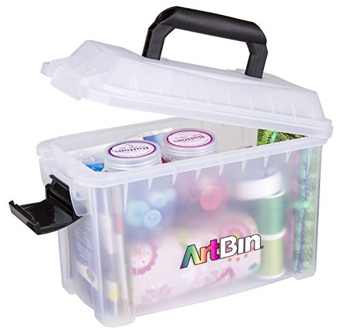 ArtBin 6815AG Mini Sidekick Carrying Case, Portable Art & Craft Organizer with Handle, [1] Plastic Storage Case, Clear - size: Mini