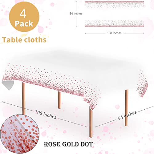 2 Pack Plastic Tablecloth Disposable Rose Gold Tablecloth for Rectangle Tables 54" x 108" Party Decorations Birthday Thanksgiving Christmas Valentines Wedding Outdoor BBQ Picnic (Rose Gold, 2 Pack) - color: Rose Gold, size: 2 Pack