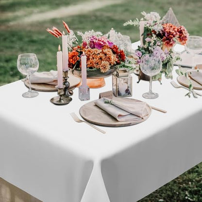 QZYL 4 Packs White Plastic Tablecloth, Large Sturdy Disposable Table Cloth - color: White, size: 4pcs 54x108 in