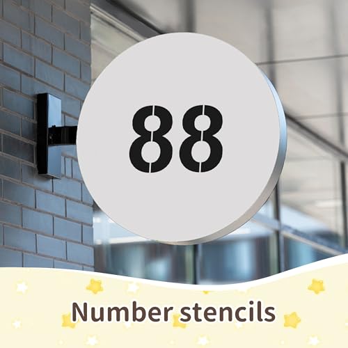 4Inch Number Stencils,10Pcs Plastic Stencils Reusable Curb Stencil Kit | Washable 0-9 Large Number Stencil for Address Painting,Digital Templates for Spray Painting,DIY Crafts,Address Signs - size: 4Inch