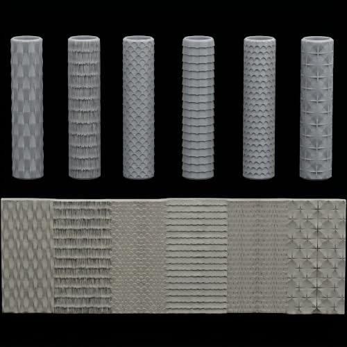 6 Pcs Texture Rollers for Modeling Clay & Miniatures - Roofs & Coverings Patterns (Shingles, Thatch, Tiles) for Dioramas, Tabletop RPG Terrain & Hobby Crafting