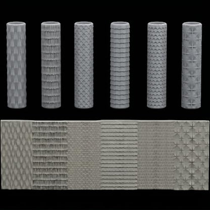 6 Pcs Texture Rollers for Modeling Clay & Miniatures - Roofs & Coverings Patterns (Shingles, Thatch, Tiles) for Dioramas, Tabletop RPG Terrain & Hobby Crafting