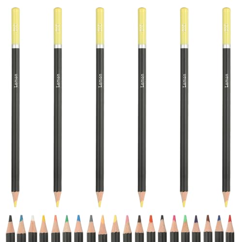 PATIKIL Colored Pencils, Lemon Yellow Color Drawing Pencils with Oil-Based Cores Art Scrapbook Supplies for Adult Coloring Books Artists Beginners Drawing Sketching, 6 Pcs - color: Lemon Yellow