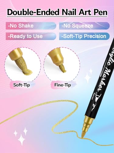 12 Colors Nail Art Pens Set, Kalolary Nail Art Markers 3D Nail Polish Pens | Quick-Drying Acrylic Paint Markers Double-headed Drawing Painting Liner Brush for DIY Nail Art Home & Salon Manicure Tools - color: M