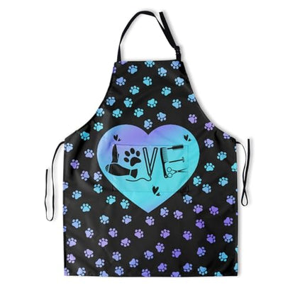 Giwawa Unisex Adult Apron Waterproof Stain Resistant Kitchen Cooking Apron with 2 Pockets for BBQ Grill Painting - color: Dog Grooming