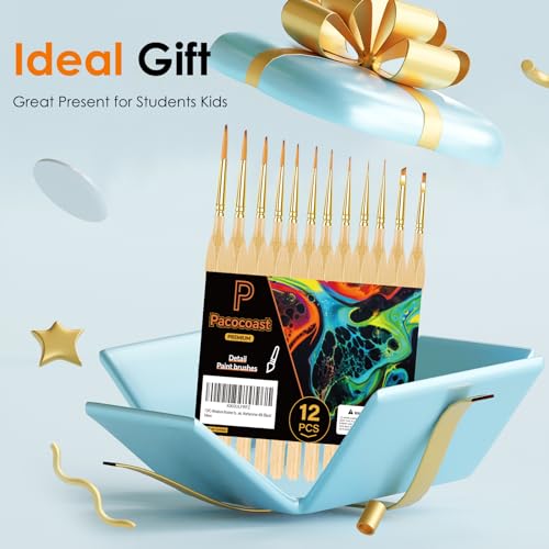 Detail Paint Brushes Set, 12PC Miniature Brushes for Fine Detailing & Art Painting, Small Tiny Paint Brush Perfect for Acrylic, Paint by Number, Figurine, Craft, Models (Wood) - color: Wood