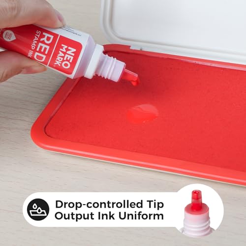 Stamp Ink, 2 Pack Quick-Drying Refill Ink, Blue & Red, 1oz | AP-Certified, Water-Based Ink, Smudge-Resistant, Clear Impressions, Precision Refill Tip, for Date Stamps & Stamp Pads - color: Blue and Red