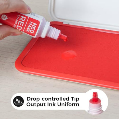 Stamp Ink, 2 Pack Quick-Drying Refill Ink, Blue & Red, 1oz | AP-Certified, Water-Based Ink, Smudge-Resistant, Clear Impressions, Precision Refill Tip, for Date Stamps & Stamp Pads - color: Blue and Red