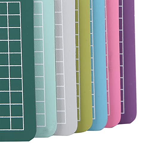 Mini Self Healing Cutting Mat Set 2.4 Inch 7 Pieces Colorful Craft Mats Non Slip Sewing Pads for Quilting Scrapbooking Paper Carving, Mint Green Matcha Gray Sky Blue