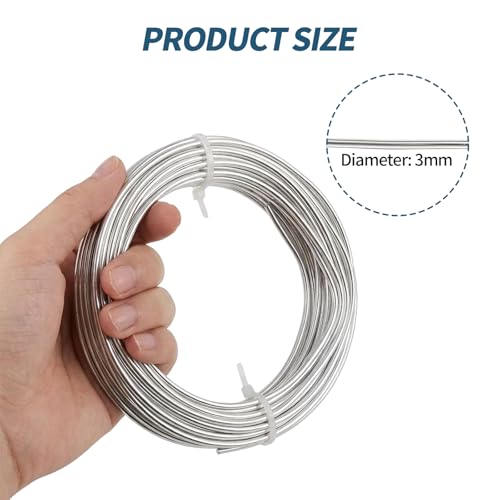 9 Gauge Aluminum Craft Wire,33 Ft Silver Metal Wire for Sculpting and Crafting,Bendable Metal Wire for Frames, Garden Trellises, and Industrial Art - size: 9 Gauge 33 Ft