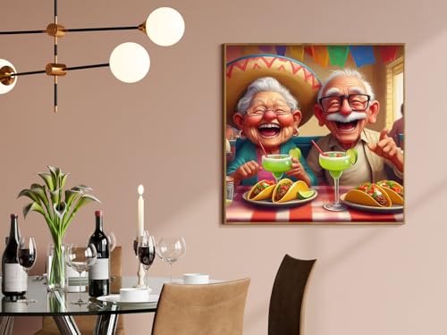 Old Couple Diamond Painting Kits for Adults, 5D Diamond Art Painting by Numbers Kits, DIY Couple Diamond Dots Art Kits, Full Round Drill Diamond Art Kits for Adults for Home Wall Decor, 14x14 inch - color: Old Couple