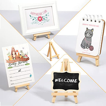 100 Pieces Mini Wooden Easel Stands Tripod Display Tabletop,None | For Artist Painting Business Cards Photos, Canvas Holder Wedding Table Numbers Party Favors Gift, Natural Wood Tripod Frame - size: 5.9 Inch