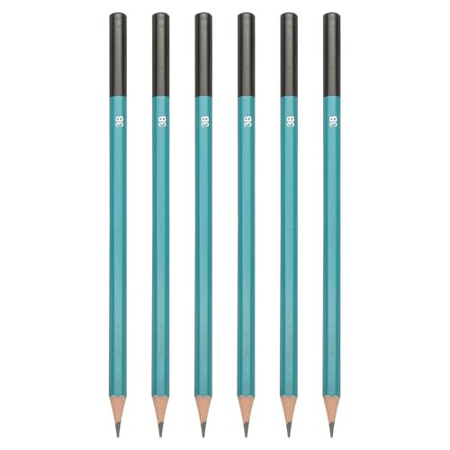 PATIKIL 3B Drawing Pencils for Sketching, 6PCS Sketch Pencils for Drawing Art Pencils Graphite Wood Pre-sharpened for Drawing Sketching Artist, Hexagonal, Black Refill, Green/Black Pole - style: 3B