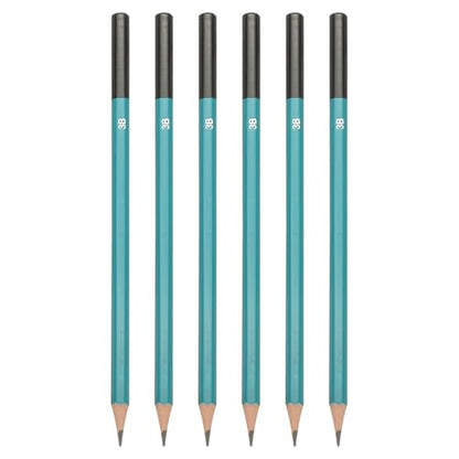 PATIKIL 3B Drawing Pencils for Sketching, 6PCS Sketch Pencils for Drawing Art Pencils Graphite Wood Pre-sharpened for Drawing Sketching Artist, Hexagonal, Black Refill, Green/Black Pole - style: 3B