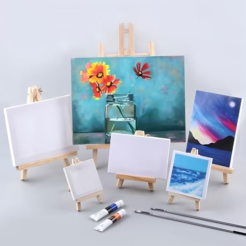 4PCS 12" Wood Display Easel, Portable Canvas Photo Picture Sign Holder, Natural Wooden Tabletop Stand for Small Canvas Art Photos Business Cards Wedding Decoration Painting Studio - style: 12 Inch