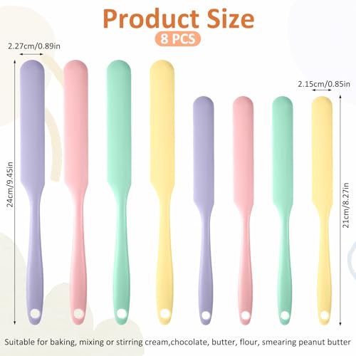 8 PCS Silicone Jar Spatula Kitchen Spatula with Long Handle for Jar