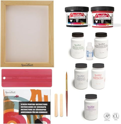 Speedball Intermediate Screen Printing Kit - Make Your Own Custom T-Shirt Prints - 2 Fabric Inks, Silk Screen Frame, Drawing Fluid, Squeegee, Instructions - Made in USA